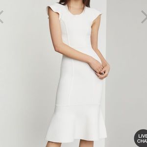 bcbg fluted bodycon dress